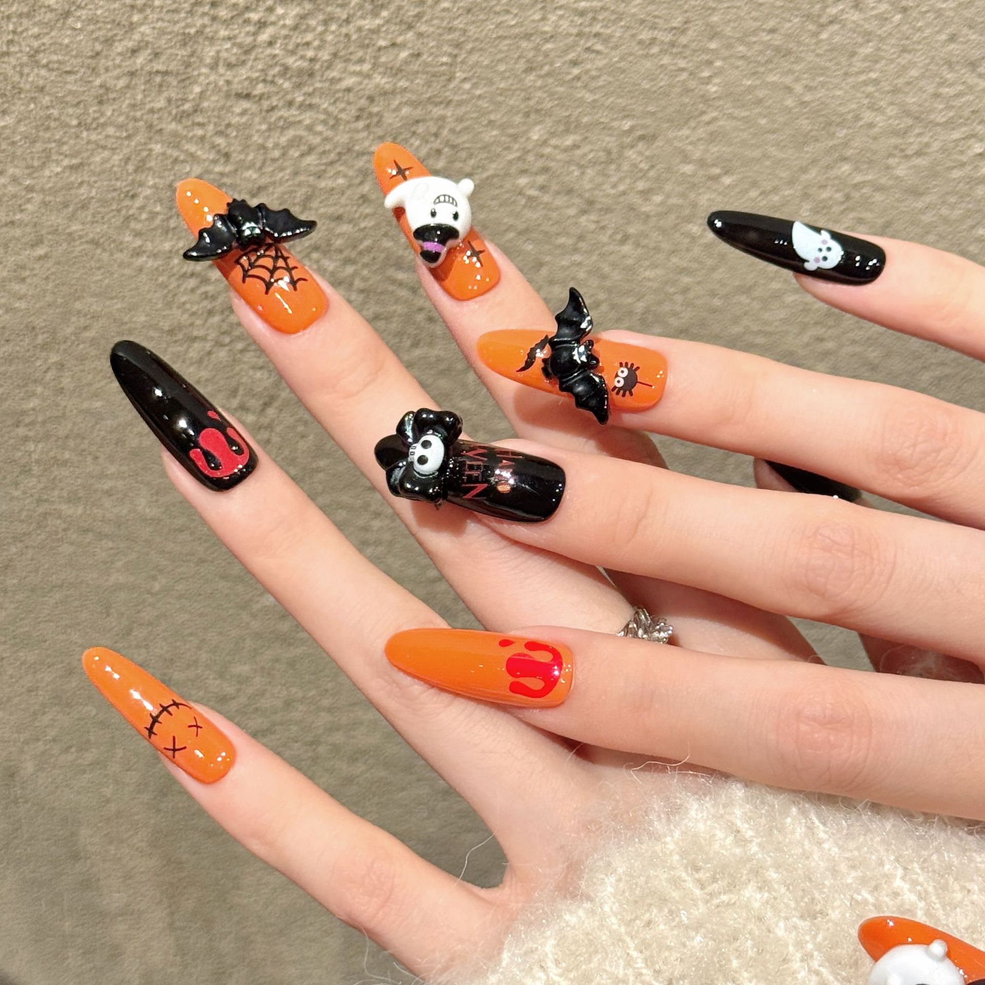 10Pcs Long Oval Press On Nails - Cosplay Bat Prop review and price