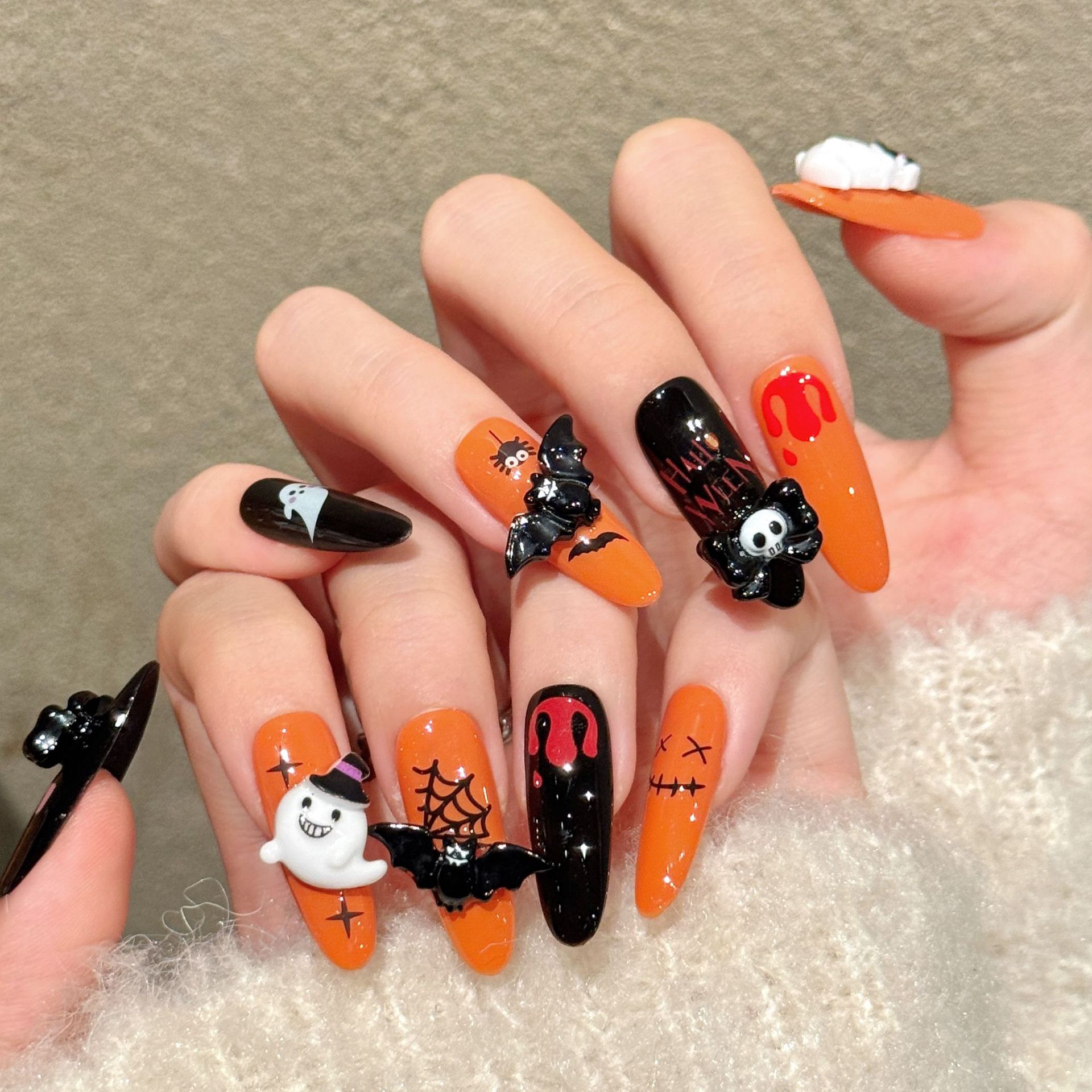 10Pcs Long Oval Press On Nails - Cosplay Bat Prop review and price